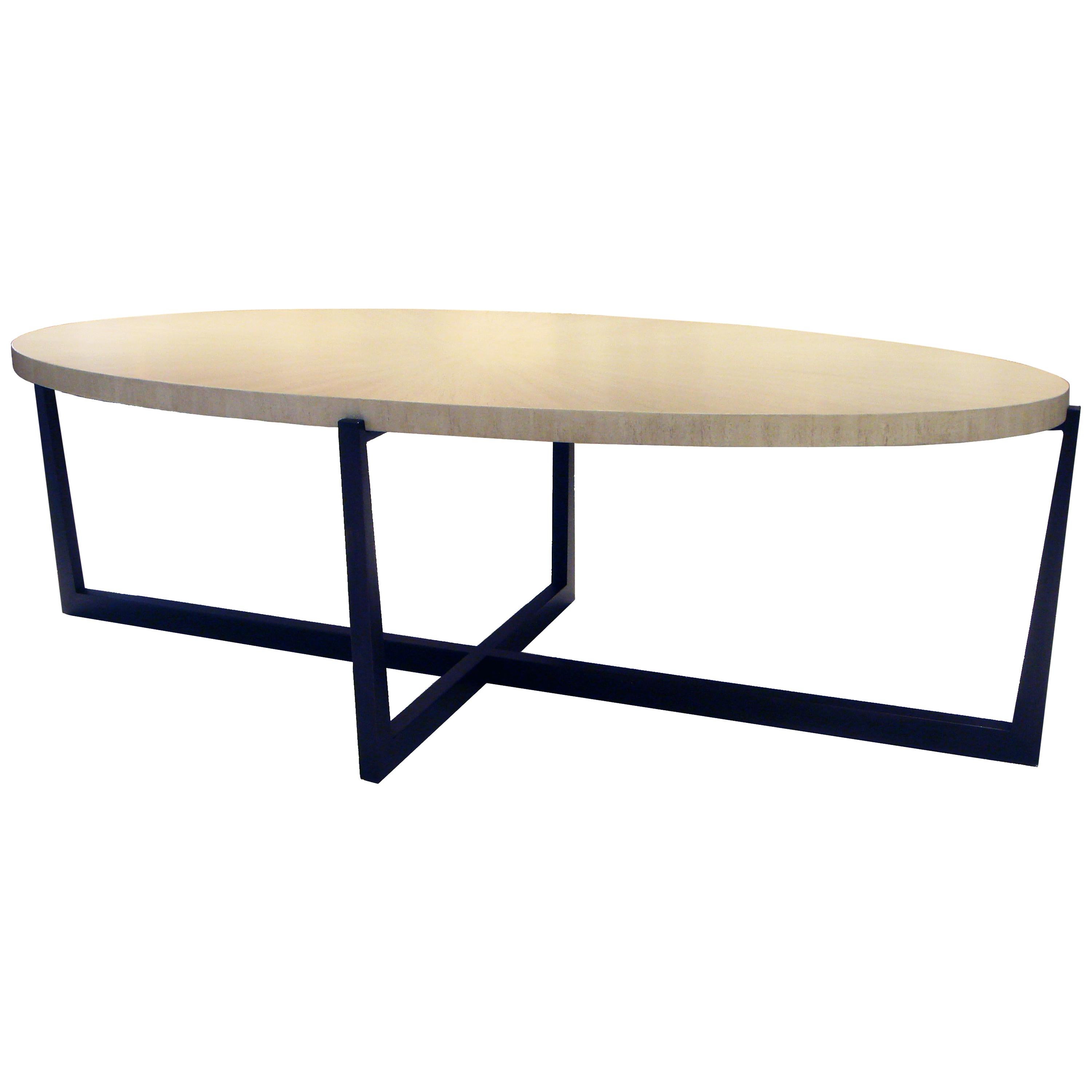 Beat Oval Coffee Table with Standard Wood Top by Powell & Bonnell For Sale