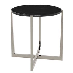 Beat Side Table in Black Chrome with Granite Top by Powell 
Bonnell