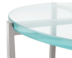 Beat Side Table with Clear Glass Top and Black Chrome Base by Powell & Bonnell
