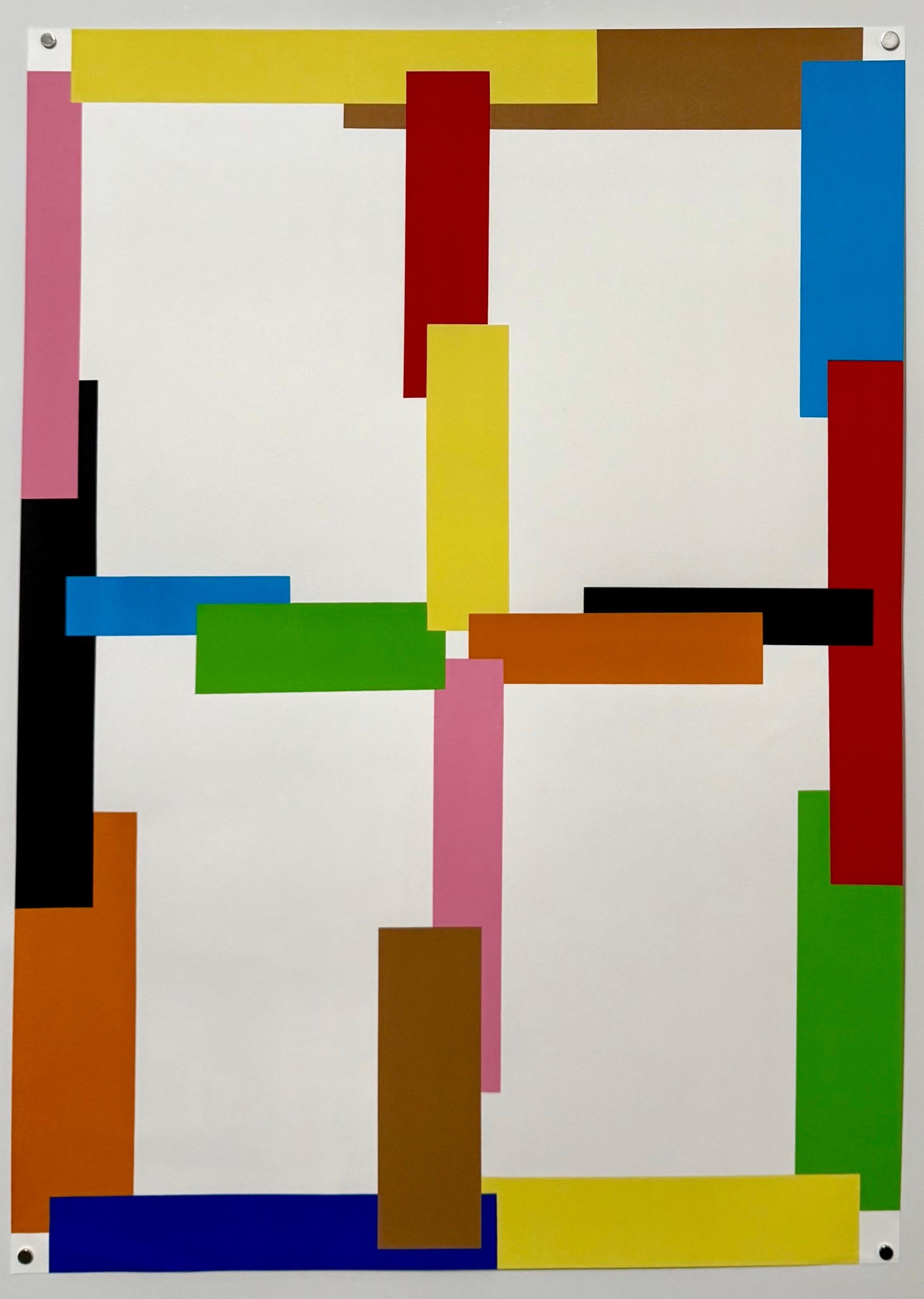 Beat Zoderer (nato nel 1955): 
Senza titolo 
Serigrafia (serigrafia o litografia) a colori su carta vergata
2000
Firmato a mano con le iniziali, datato e numerato in numeri romani da un'edizione di 30 esemplari.
Dimensioni: 27 1/2 x 19 1/2 pollici