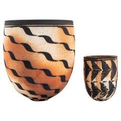 Beate Andersen Art Pottery Vessels, Pair