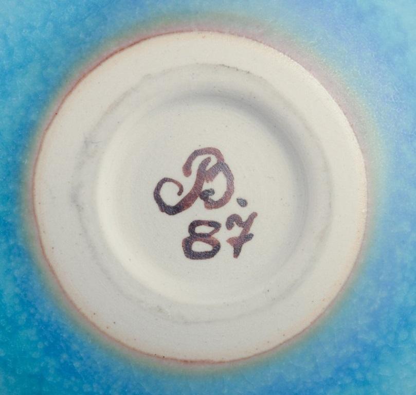 Beate Andersen, Danish ceramist. Unique bowl in glazed ceramic. Turquoise glaze. 2