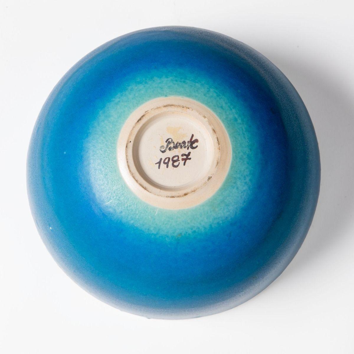 Ciotola in gres danese Beate Andersen con smalto blu turchese, firmata e datata In condizioni buone in vendita a Kastrup, DK