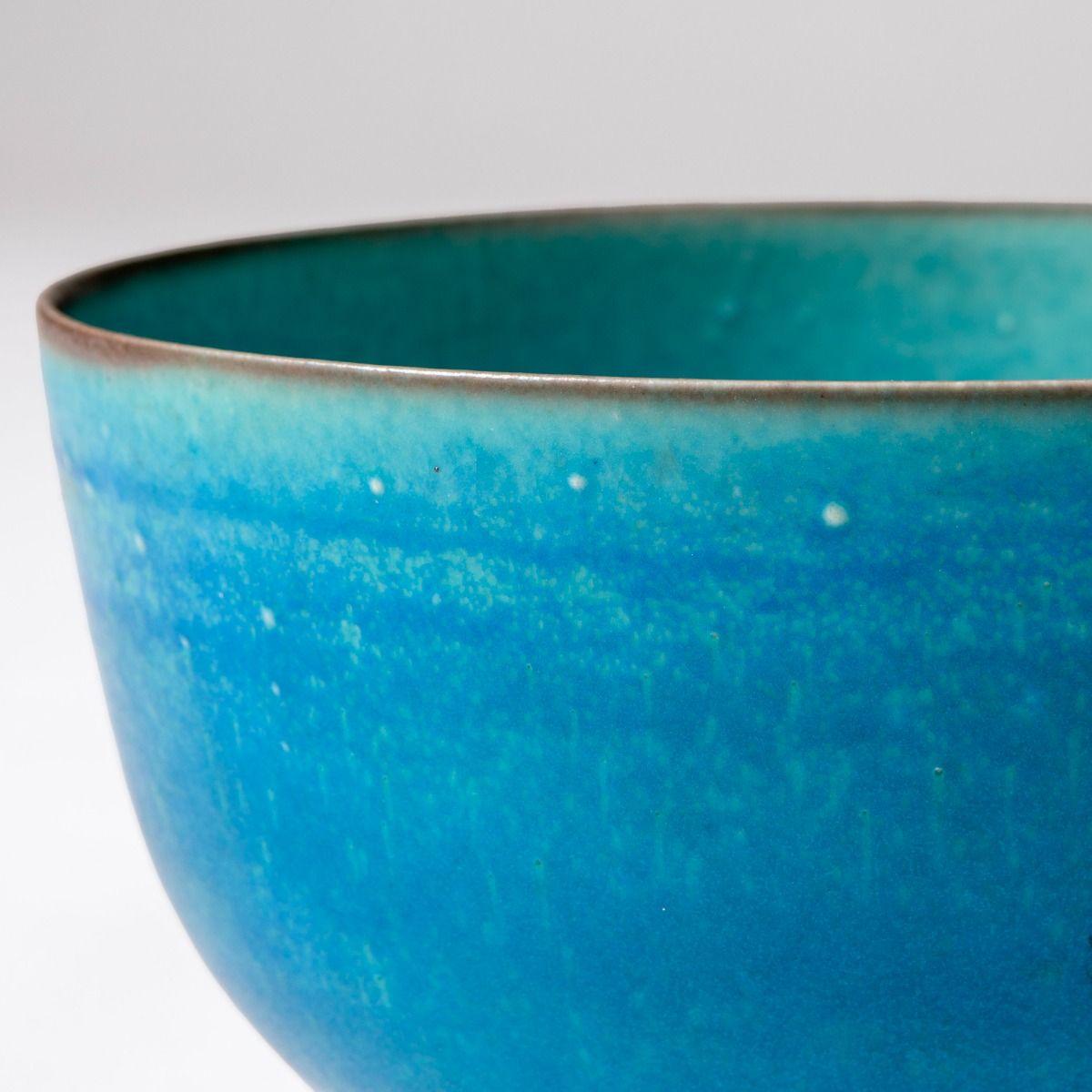 XX secolo Ciotola in gres danese Beate Andersen con smalto blu turchese, firmata e datata in vendita