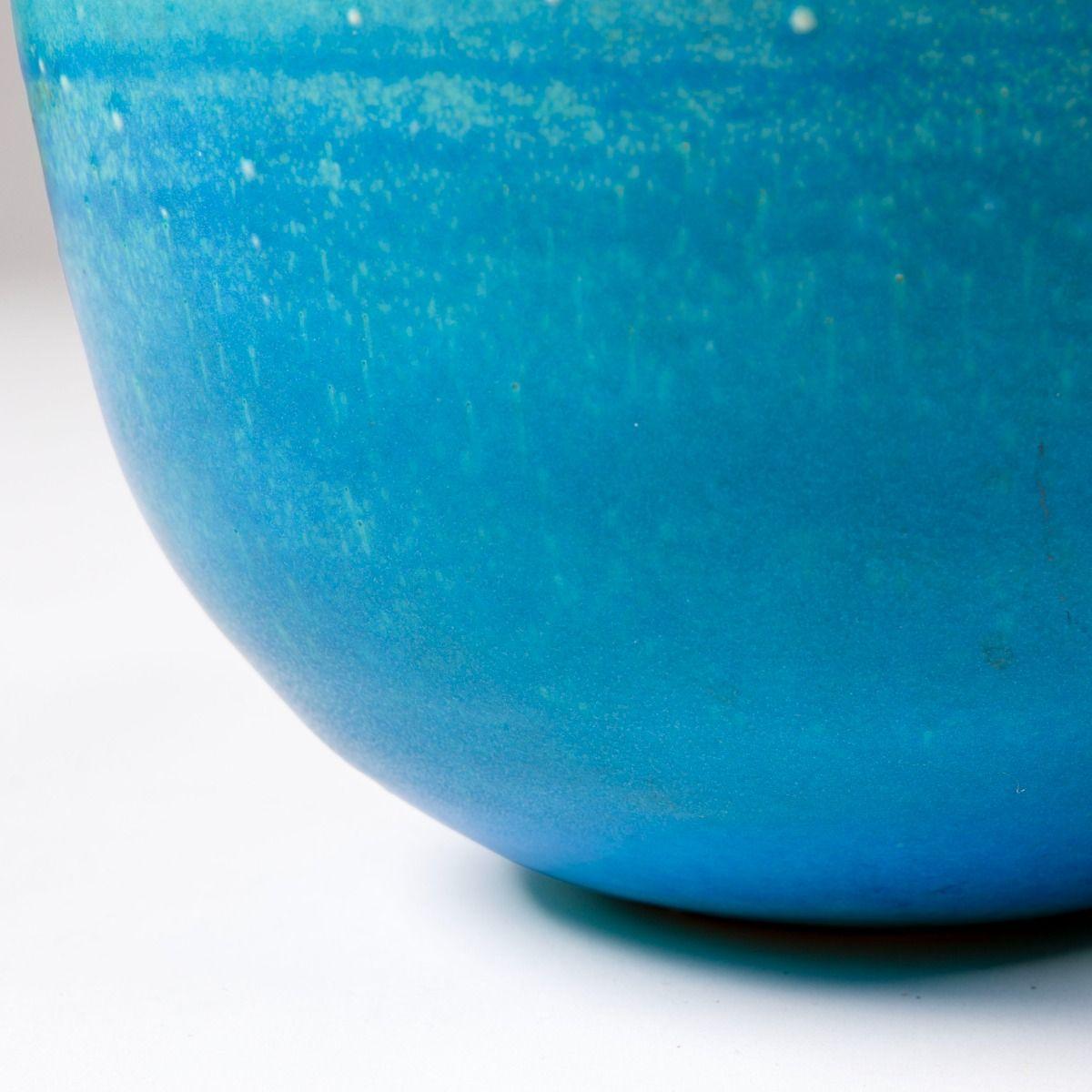 Grès porcellanato Ciotola in gres danese Beate Andersen con smalto blu turchese, firmata e datata in vendita