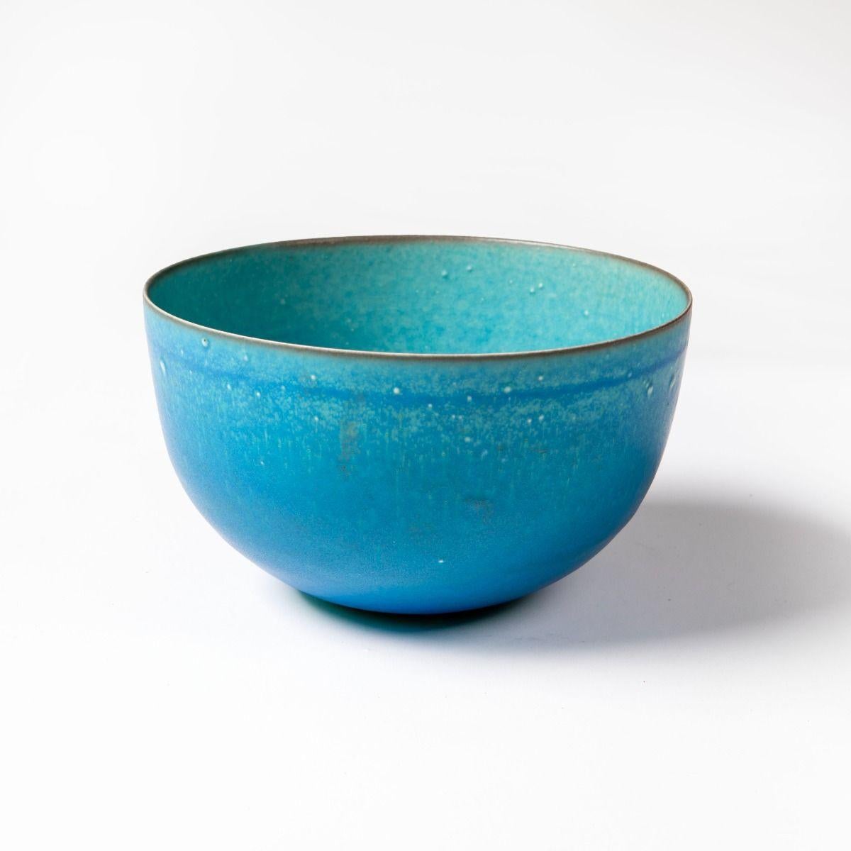 Beate Andersen Bol en grès danois à glaçure bleu turquoise, signé et daté