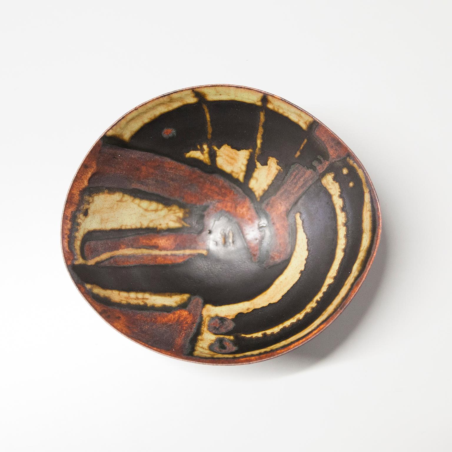 German Beate Kuhn Abstract Ceramic Bowl 1960s For Sale