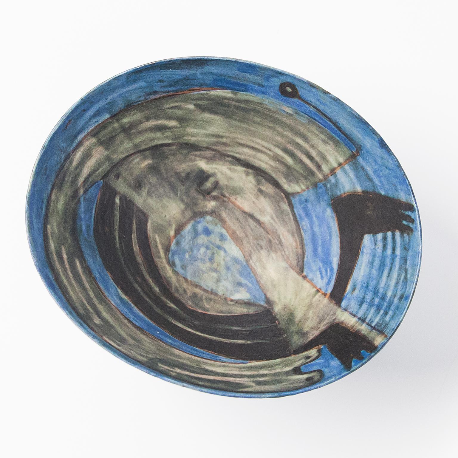 Metà XX secolo Ciotola ovale in ceramica Beate Kuhn 1960s in vendita