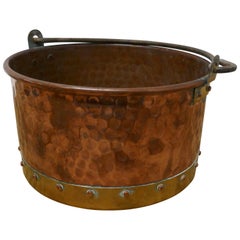 Vintage Beaten Copper and Brass Bucket Planter
