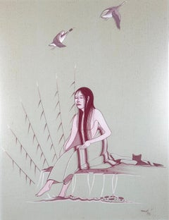 Woman Ritual Bathing of Feet (Navaho Native American painting)