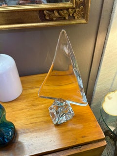 Beautiful Daum Heavy Glass Sailboat Sculpture