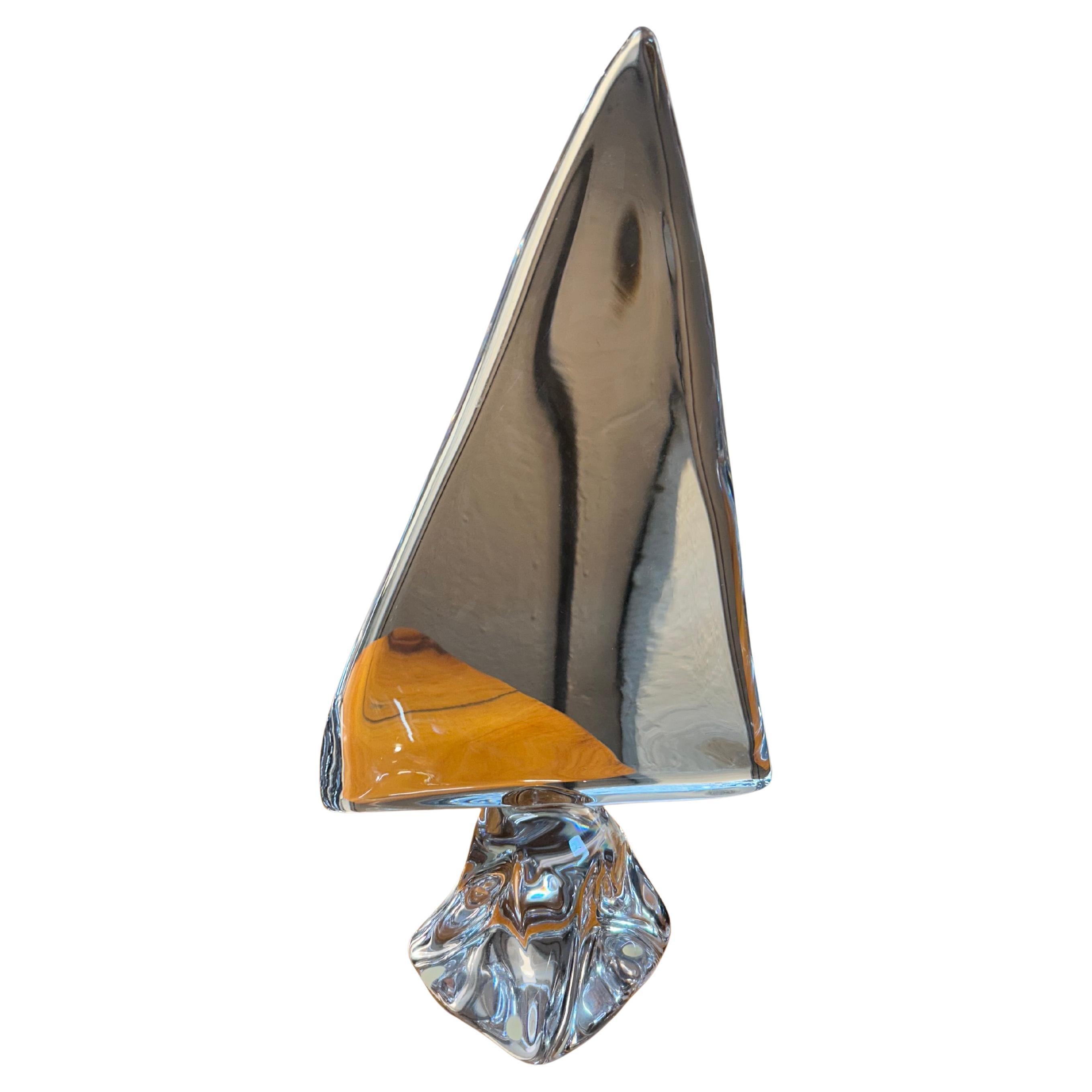 Beautiful Daum Heavy Glass Sailboat Sculpture For Sale
