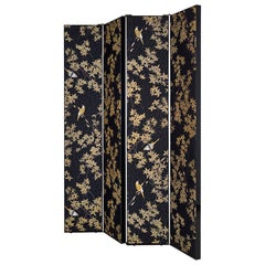 Beatiful Separe' in solid wood lacquered Bronze or Chrome Hinges Fabric