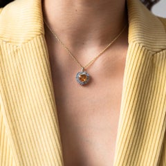 Beating Heart Pendant, Yellow Heart Sapphire & Marquise Blue Spinels, Silver