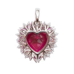 Beating Heart Pendant, Rubies and Emeralds, Silver