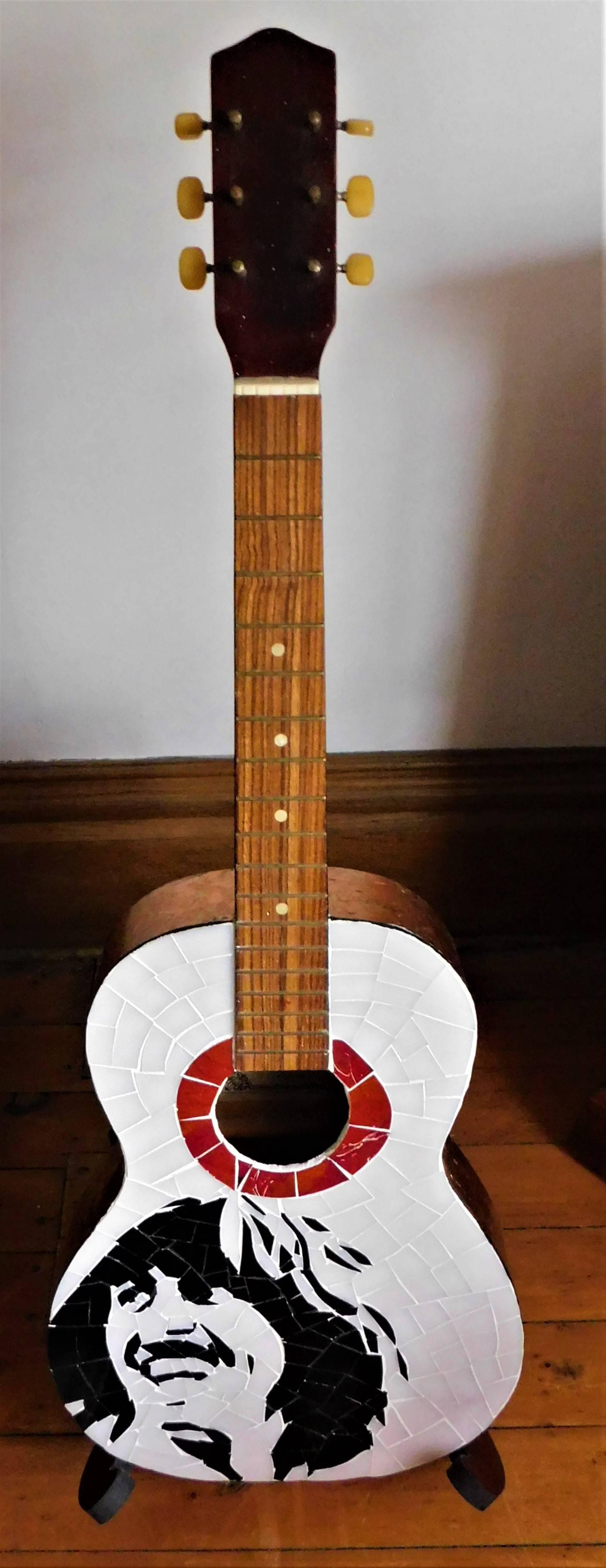 Canadian Beatles George Harrison Stained Glass Japanese Acoustic Guitar Artist Signed