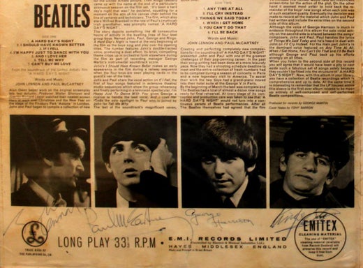 Beatles Genuine Signed A Hard Day S Night Album Cover At 1stdibs