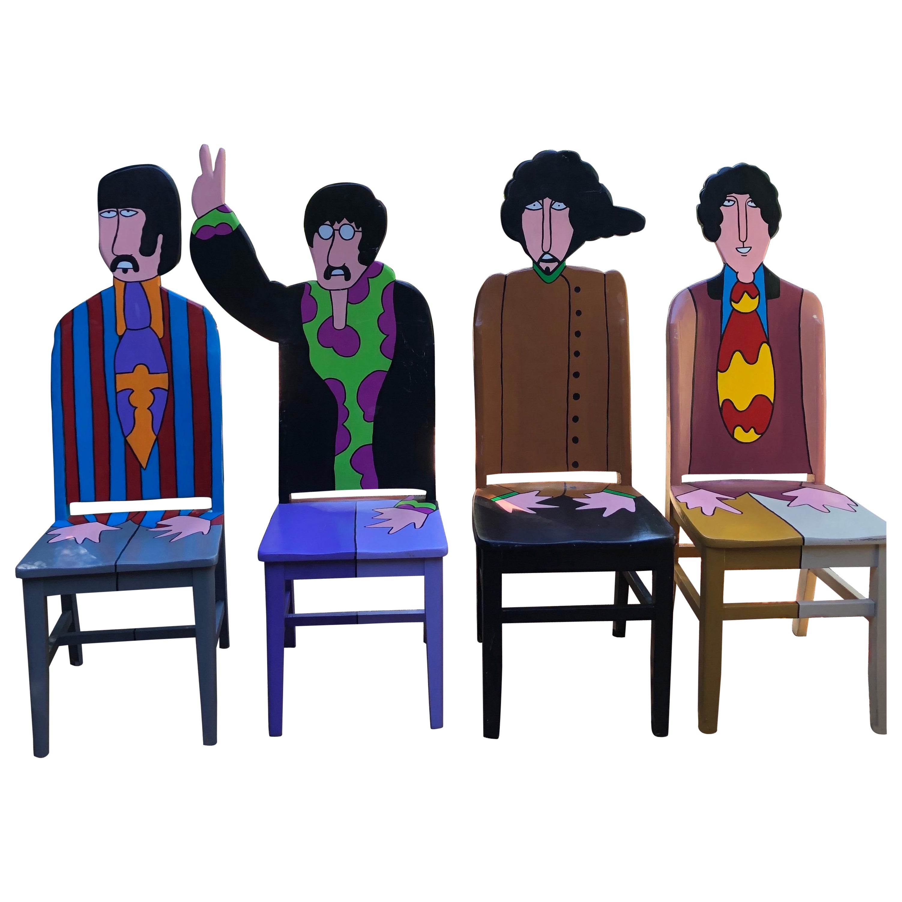 Beatles Yellow Submarine Chairs Created 
Painted by Todd Fendos For Sale