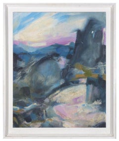 Beaton - Gerahmtes Ölgemälde, abstrakte Landschaft, 1985