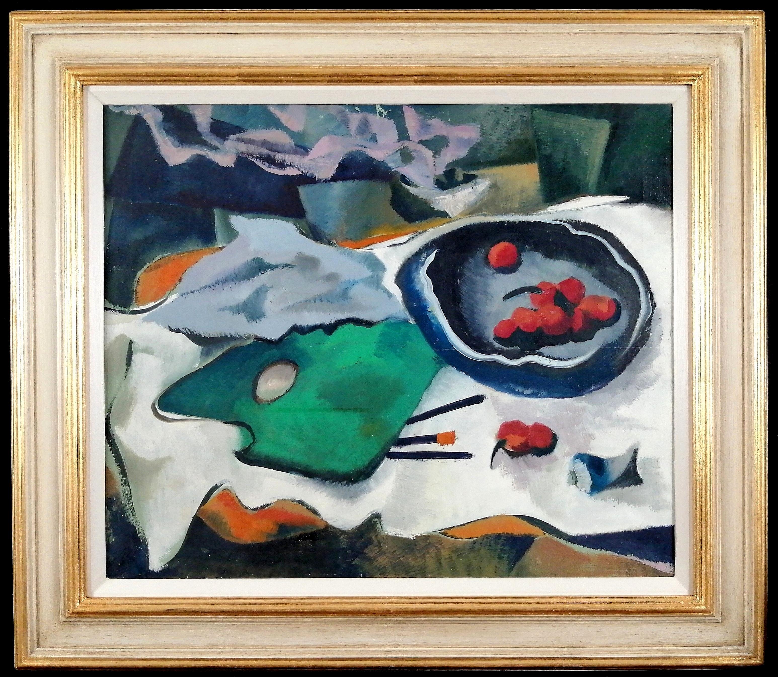 Still-Life Painting di Béatrice Appia - Studio Still Life - Pittura cubista francese della metà del 20° secolo, olio su tela Lhote