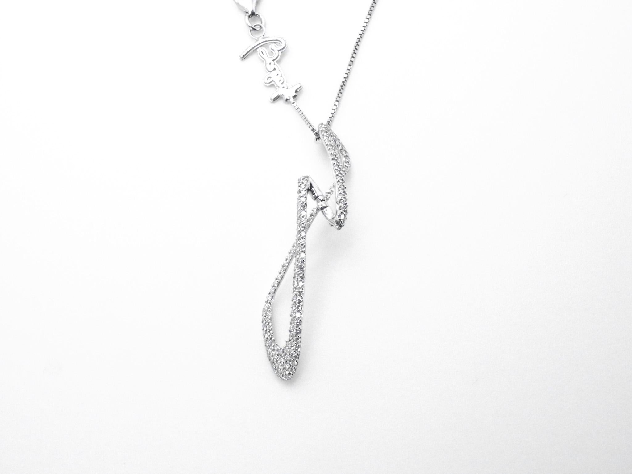 18K White Gold 1.00 ct Diamond Pave Made in Italy Shapeshifting Cosmic Pendant In New Condition For Sale In Milan, IT