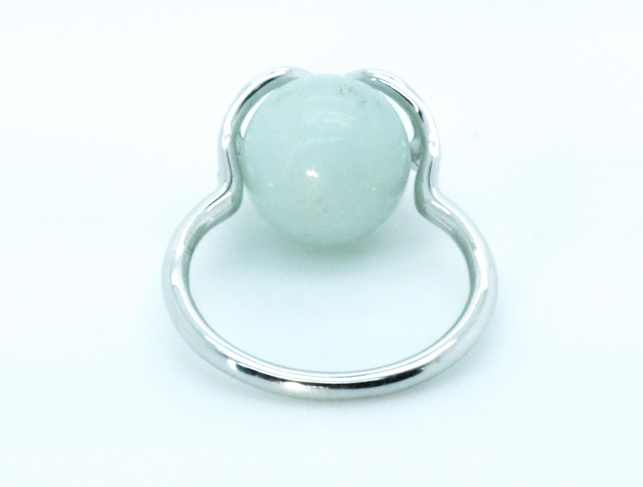 Modern 18K Made in Italy White Gold Interchangeable Gems Green Jade Cocktail Ring For Sale