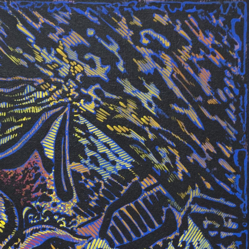 « Mythorology », peinture jaune chromé, violet parme, bleu cobalt, ocre jaune en vente 8