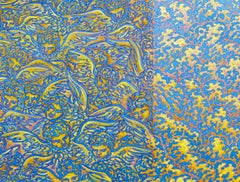 "Nuange-Color", Yellows, Blues, Pinks Angle Cloud Acylic Painting