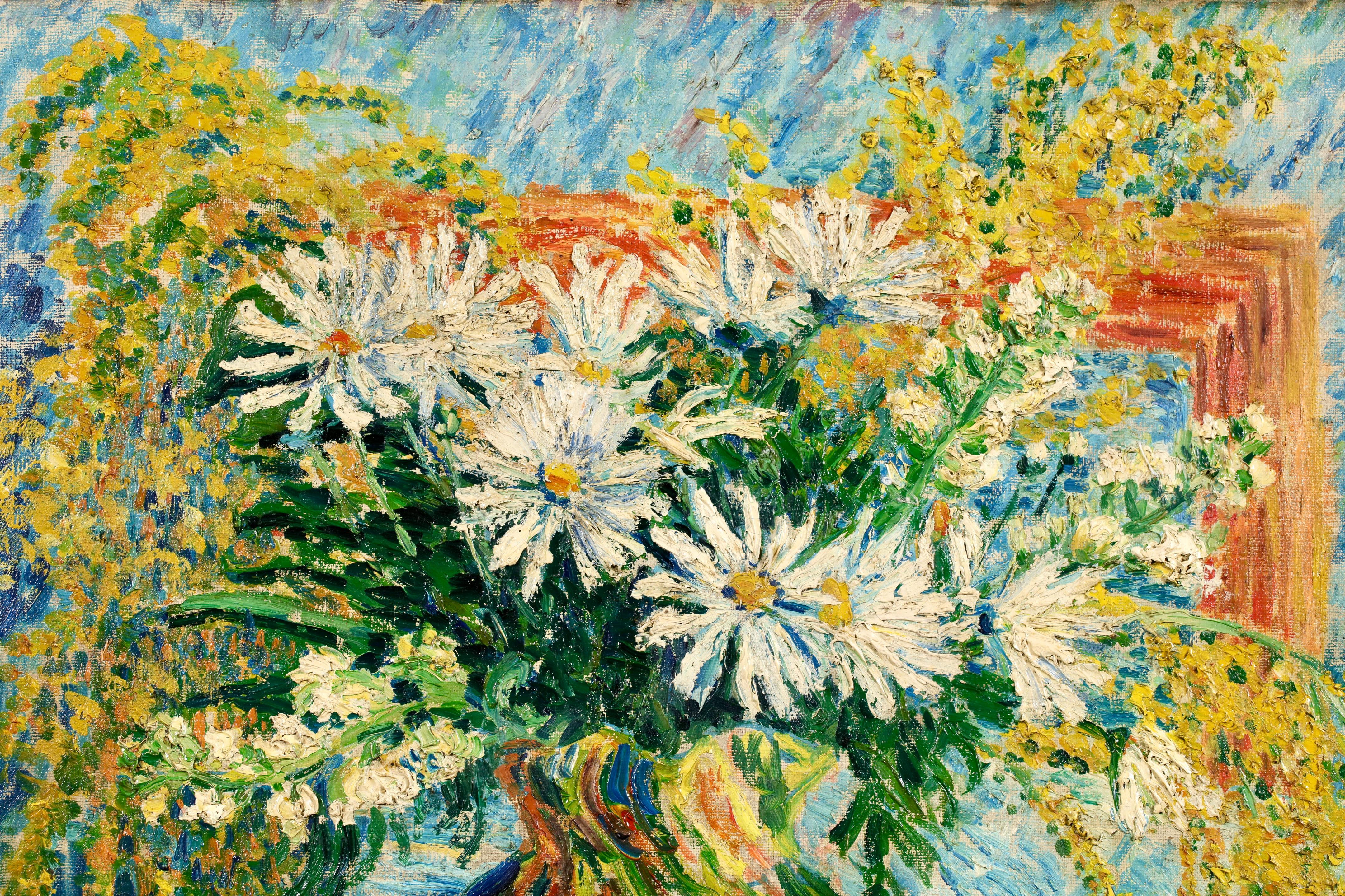 Fleurs - Nature morte néo-impressionniste à l'huile de Béatrice Duval en vente 5