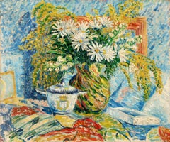 Fleurs - Neo-Impressionist Still Life Oil Painting by Beatrice Duval