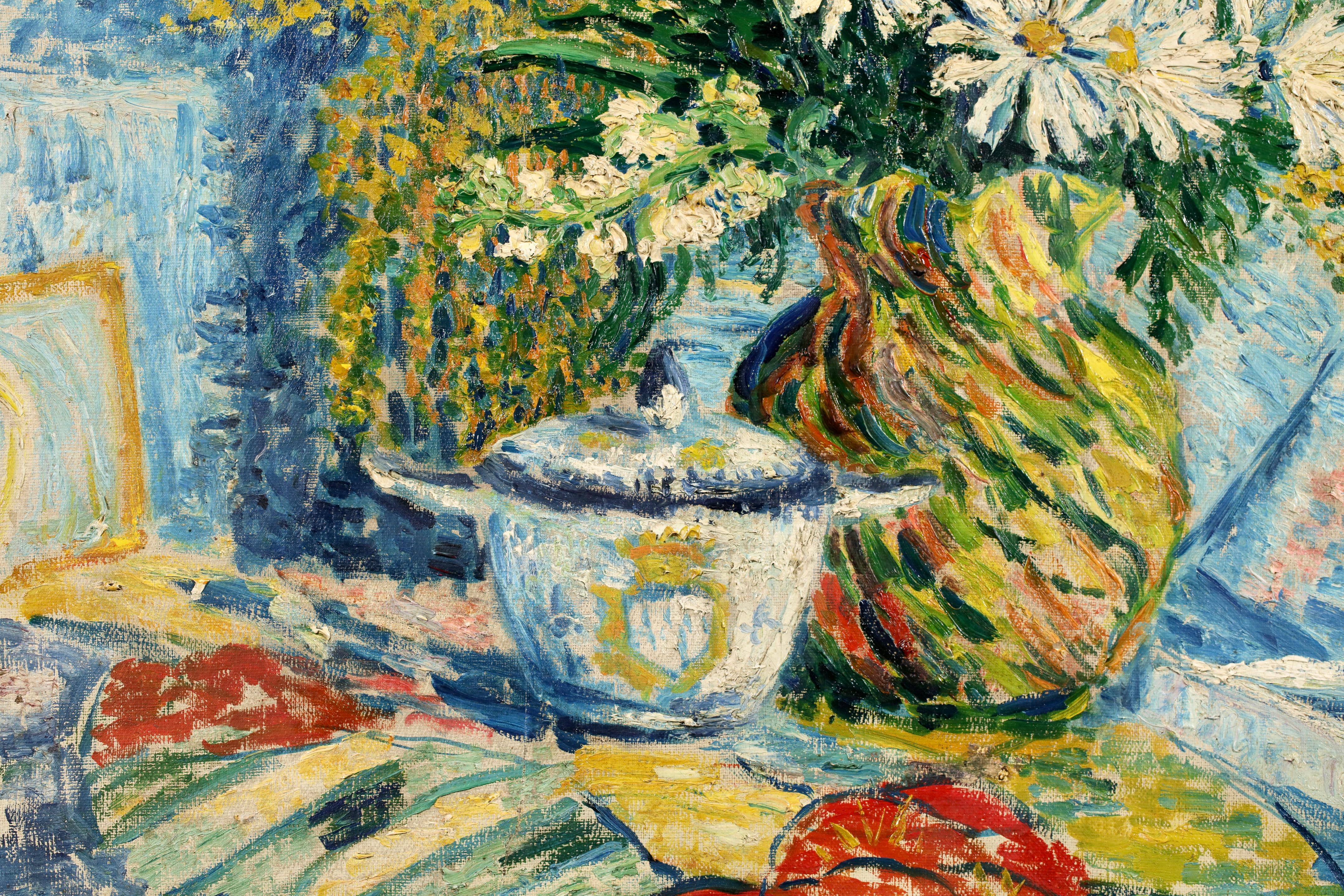 Fleurs - Nature morte néo-impressionniste à l'huile de Béatrice Duval en vente 1