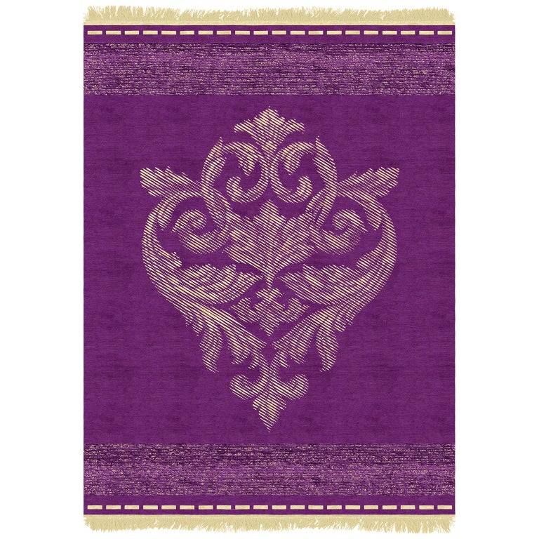 Beatrice Purple Modern Hand Knotted Wool Silk Rug For Sale at 1stDibs
