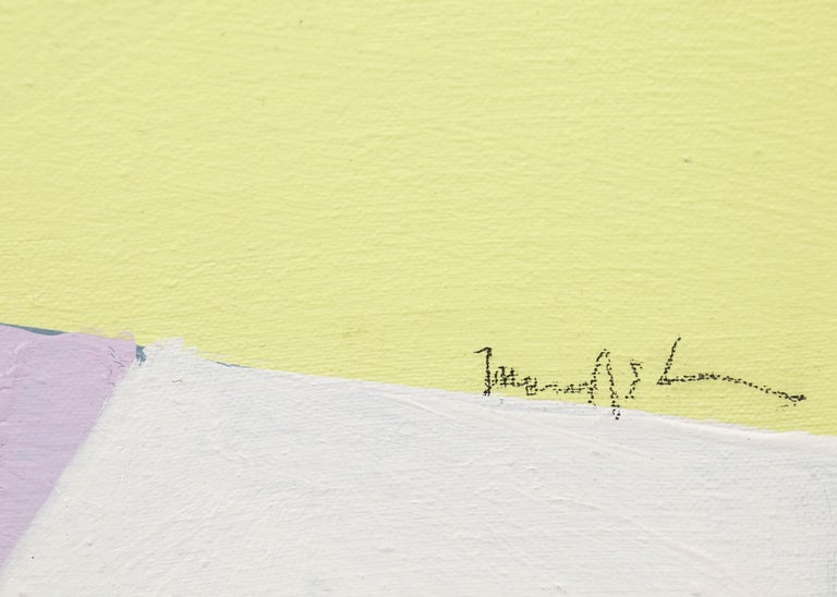 Beatrice Mandelman Yellow Sun, Vintage 1970s Abstract Painting