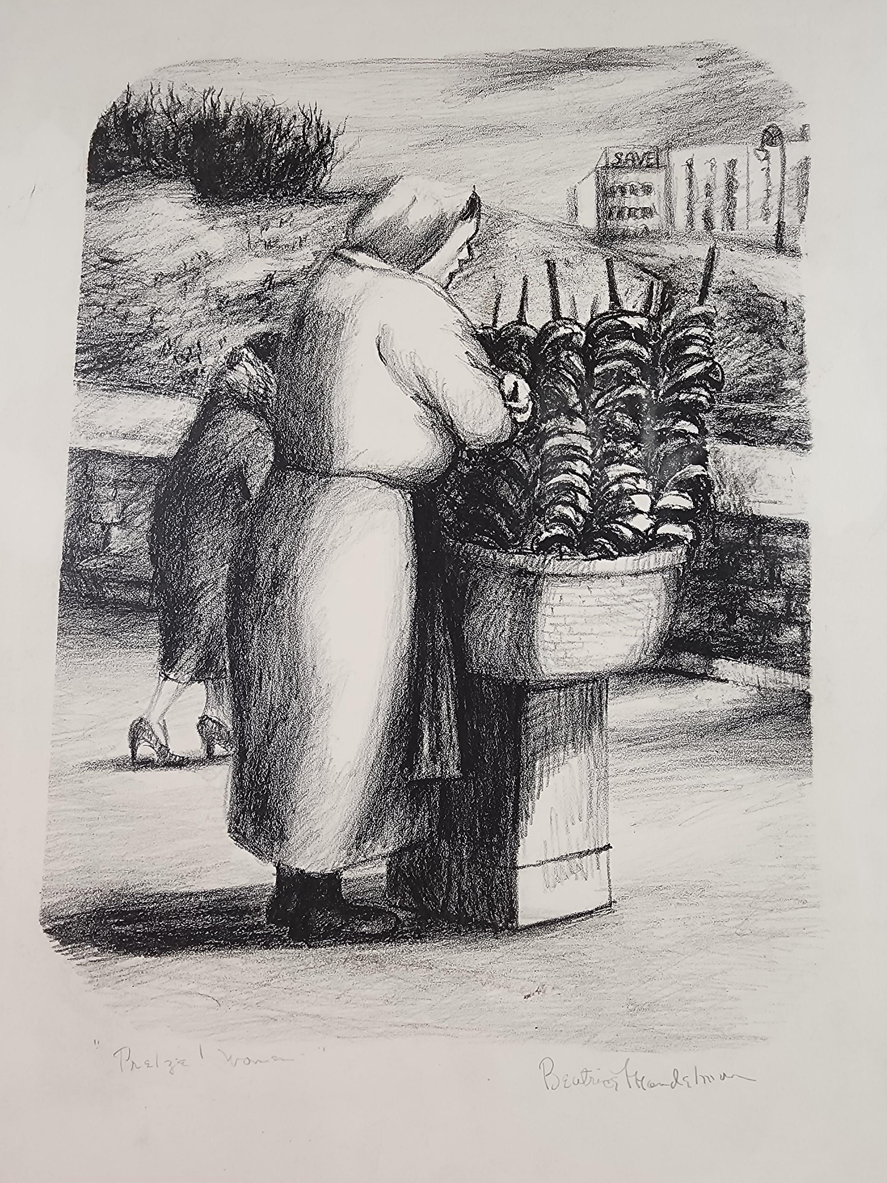 Pretzel Woman - Print by Beatrice Mandelman