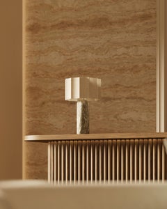 Beatrice Table Lamp: Calacatta Viola marble & Polished Brass