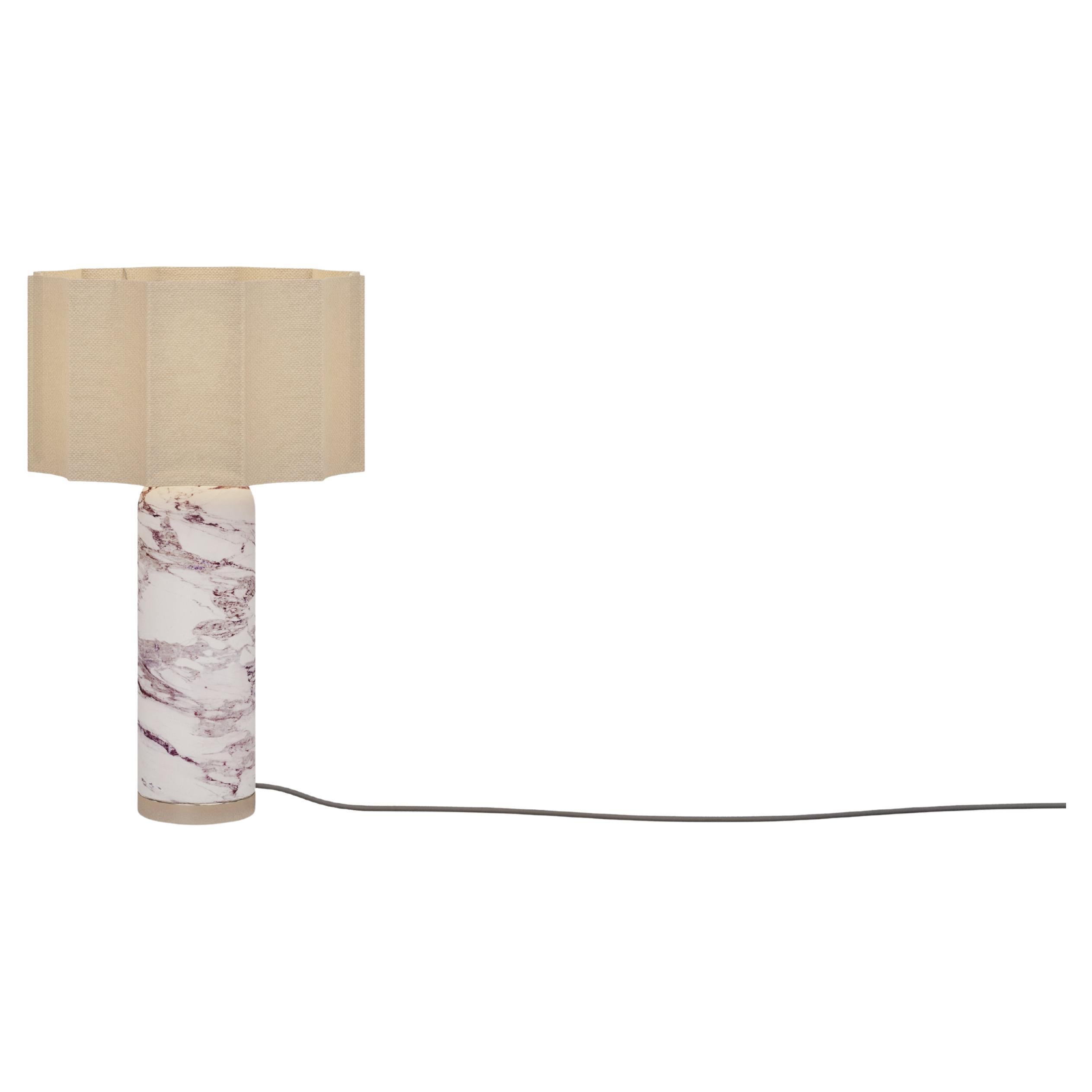 Beatrice Table Lamp: Calacatta Viola marble 
Polished Brass For Sale