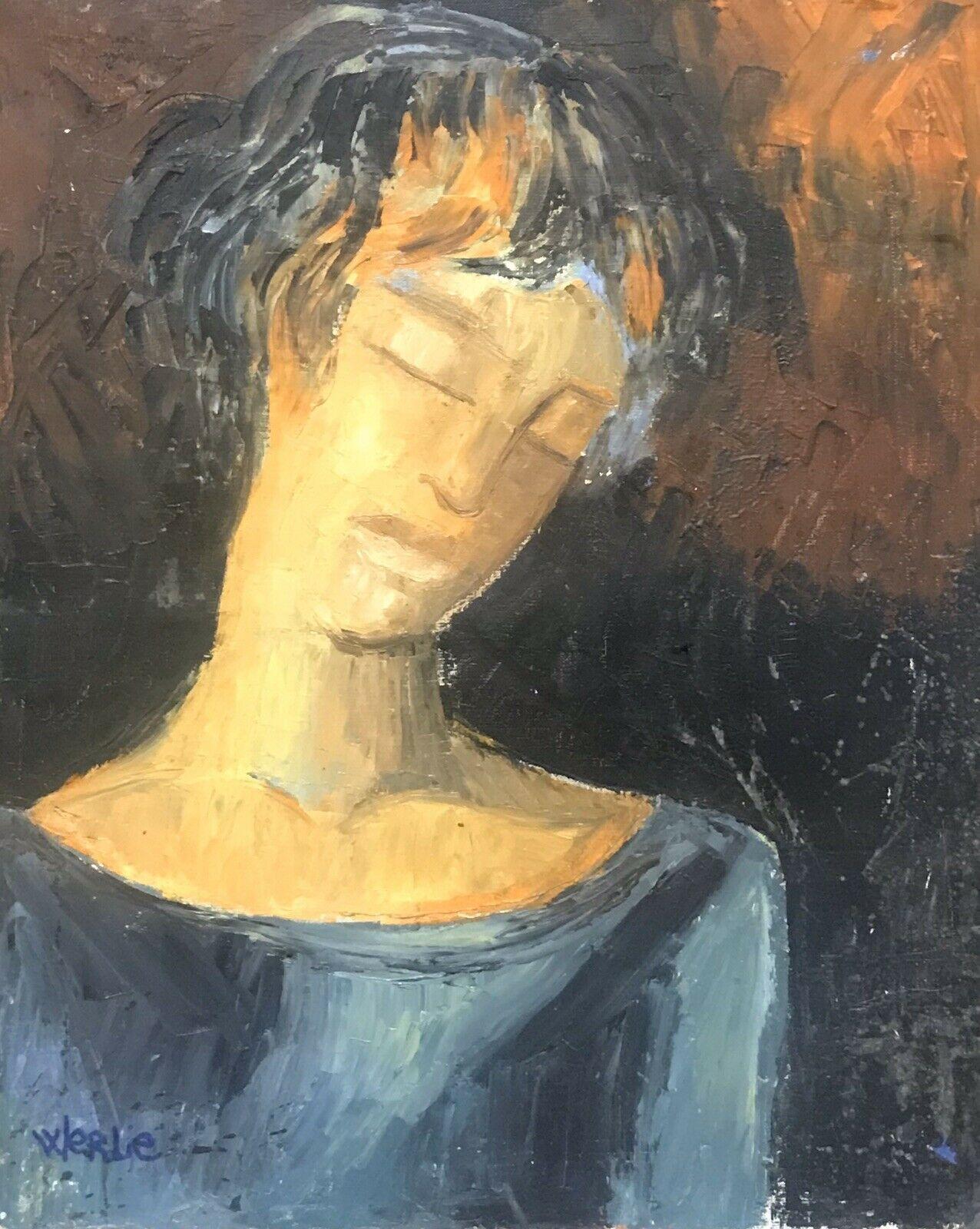 Figurative Painting de Beatrice Werlie - BEATRICE WERLIE (1974) ÓLEO FRANCÉS FIRMADO - CABEZA Y HOMBROS RETRATO DE FIGURA