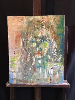 Élégant portrait expressionniste français de grande taille, peinture à l'huile originale signée