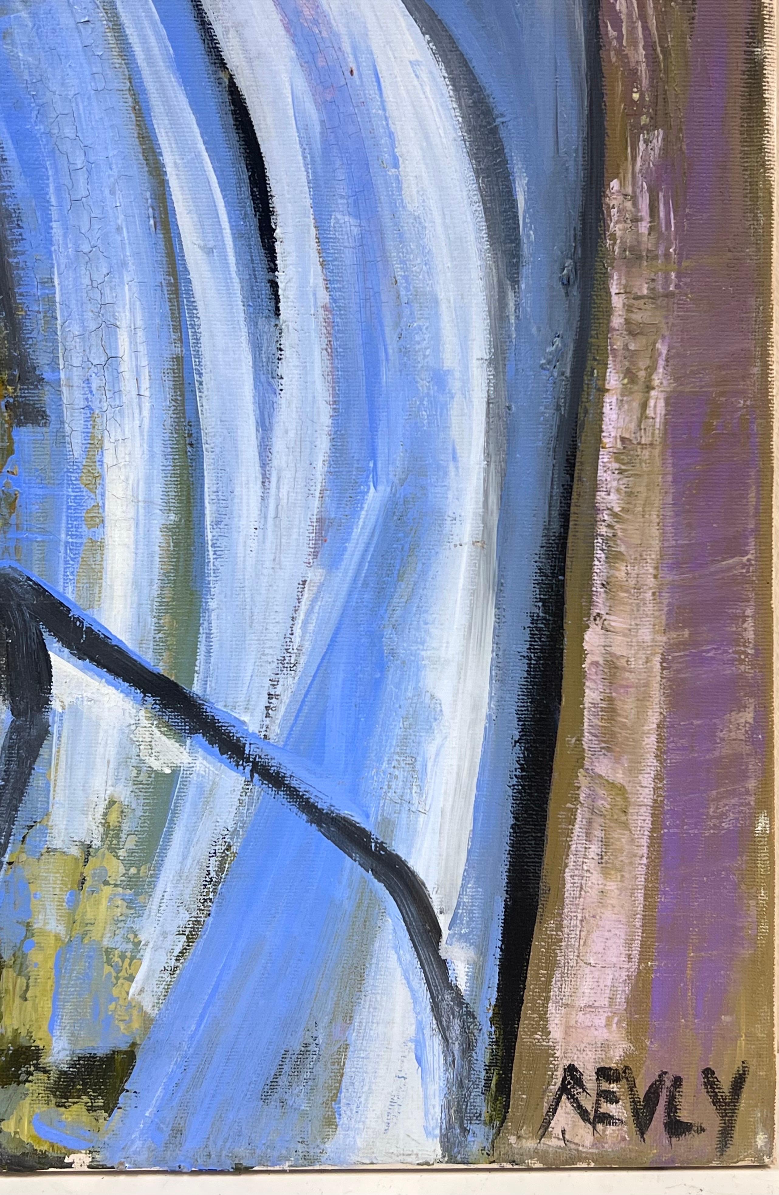 Elegant Large Portrait, Picasso Style, Original Oil Painting, Signed
By French artist Beatrice Werlie, early 21st Century
Titled 'Revly'' by the artist on the lower right hand corner
Oil painting on canvas, unframed
Canvas size: 30 x 14.5