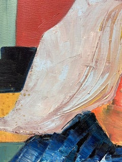 Large Abstract Cubist Style Multicoloured Original Oil Painting Signed