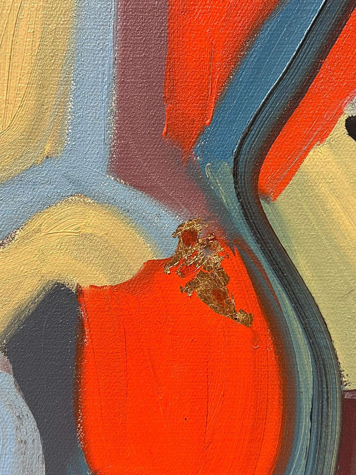 Großes abstraktes, mehrfarbiges Original-Ölgemälde im kubistischen Stil, signiert (Abstrakt), Painting, von Beatrice Werlie