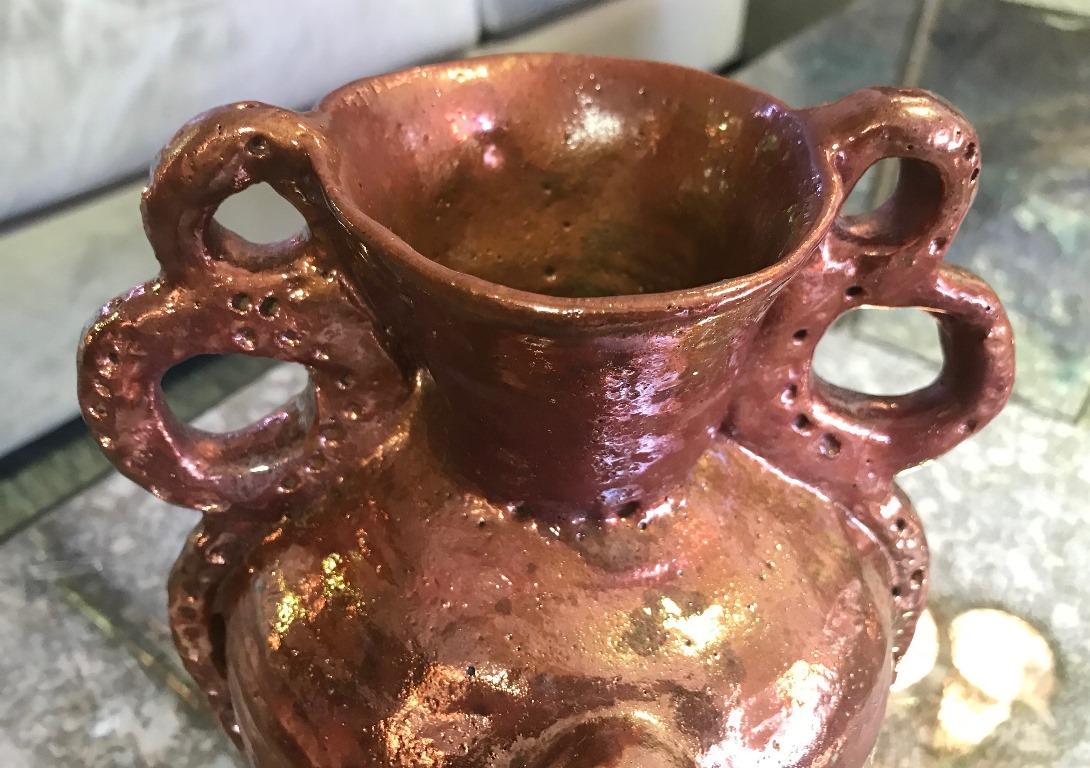 American Beatrice Wood Copper Luster Glaze Large Rare Miracle Pot Vase, circa 1994