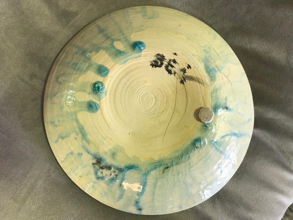 American Beatrice Wood Signed Early Large Mid-Century Modern Low Bowl Plate Charger 1940s For Sale
