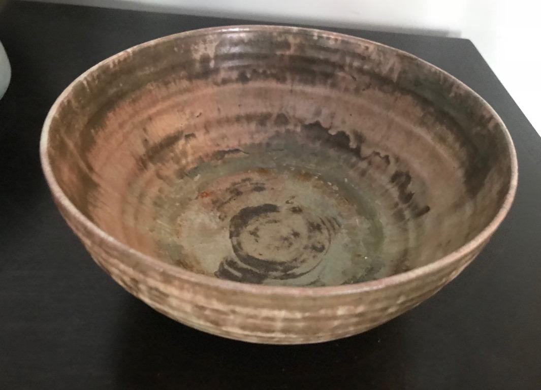 Hand-Crafted Beatrice Wood Signed Mid-Century Modern California Glazed Studio Ceramic Bowl For Sale