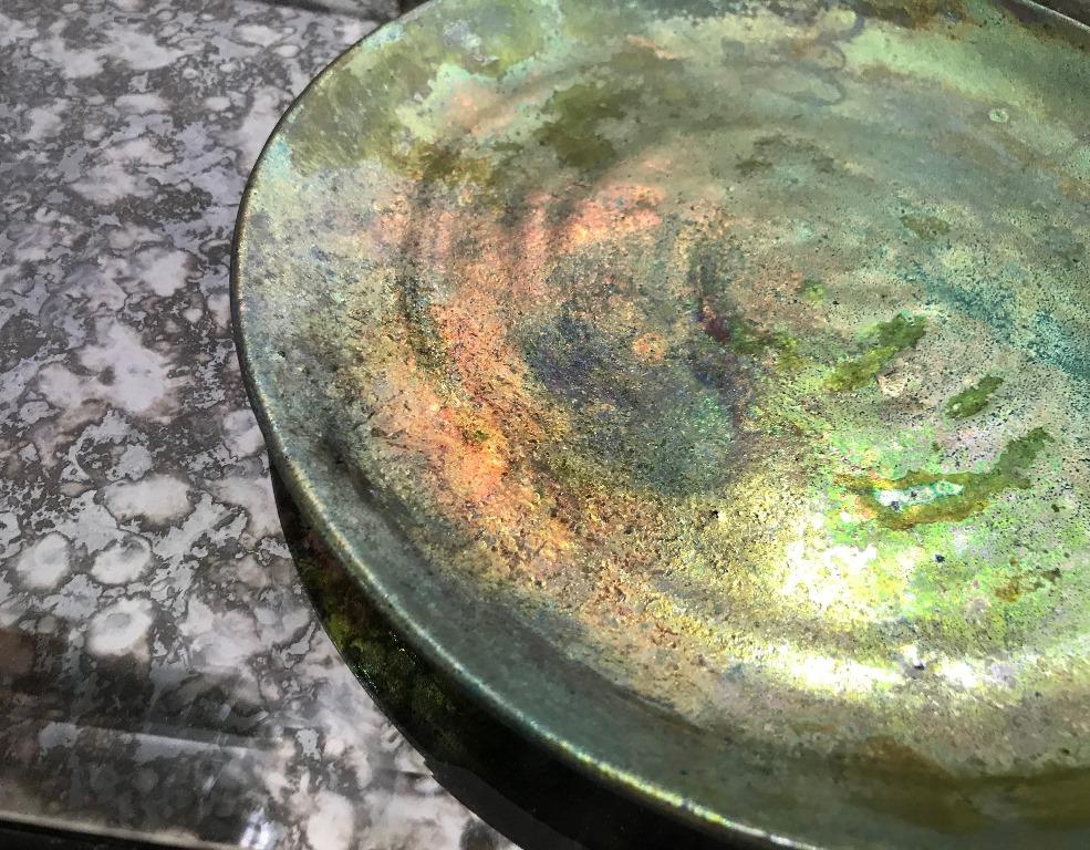 Beatrice Wood Iridescent Luster Glaze Earthenware Plate Low Bowl Charger In Good Condition In Studio City, CA