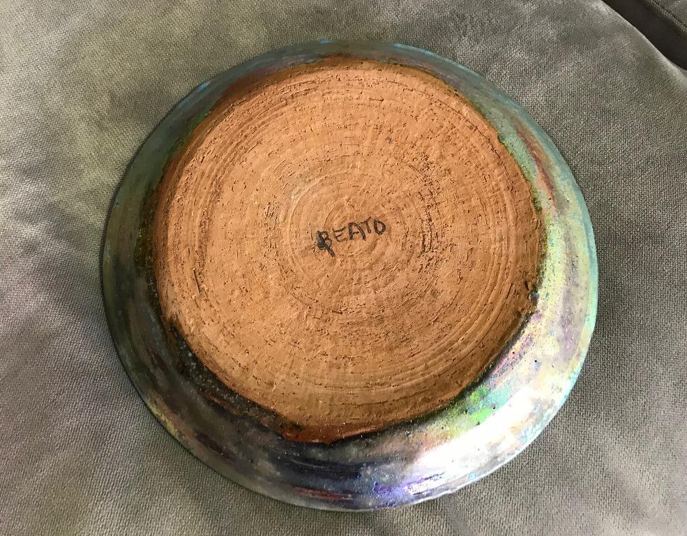 20th Century Beatrice Wood Iridescent Luster Glaze Earthenware Plate Low Bowl Charger