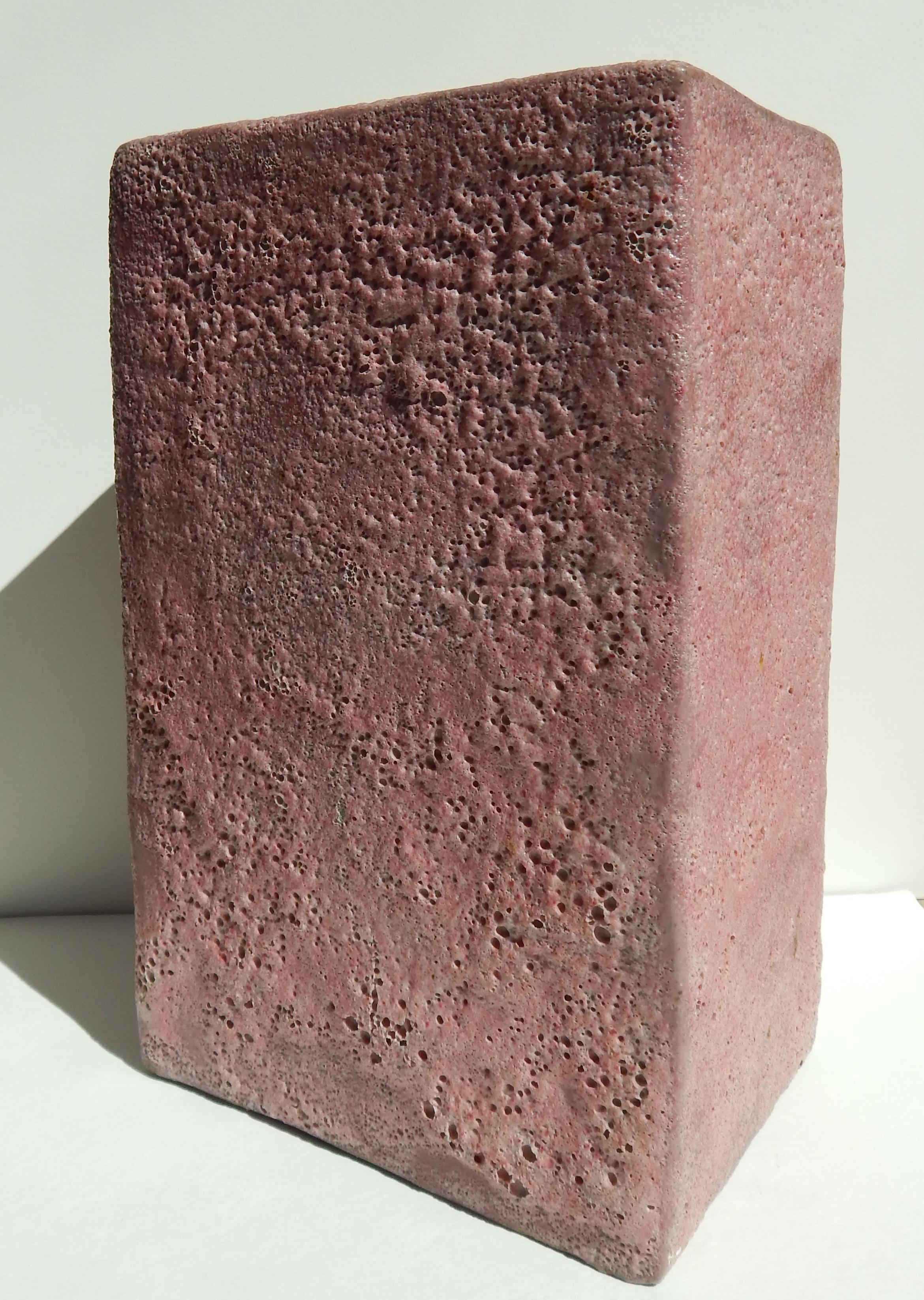 Tall pink volcanic glaze vase by California Art potter Beatrice Wood (1893-1998).
Signed on the bottom (twice) 