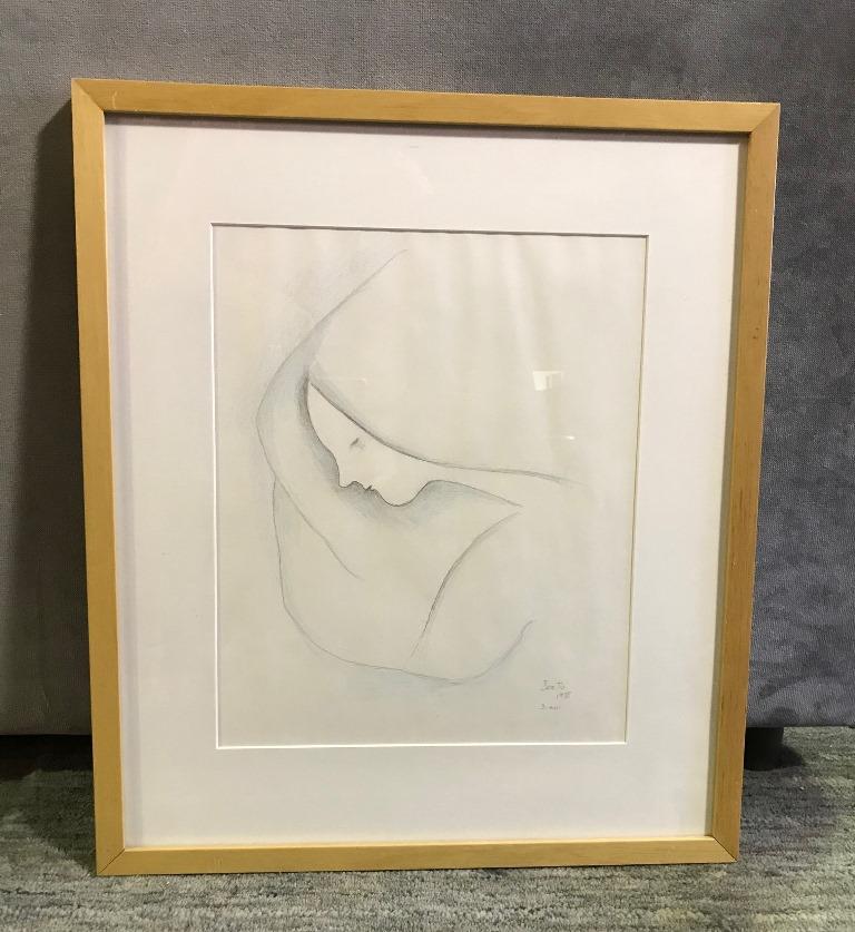 Beatrice Wood Framed, Signed and Dated Original Drawing In Good Condition In Studio City, CA