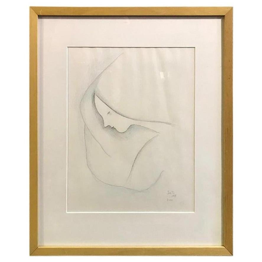 Beatrice Wood Framed, Signed and Dated Original Drawing