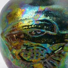 Blue Green Lustre Bottle with Fish,